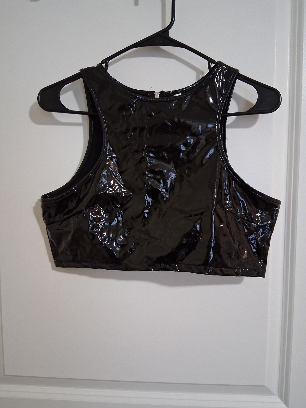 Shiny High-Neck Crop Tank Top